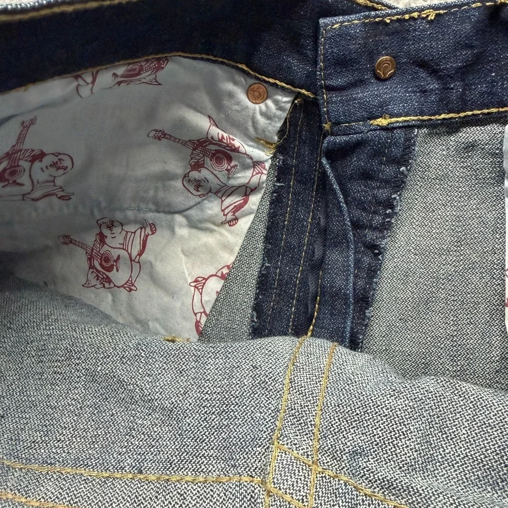 True Religion Jeans Mens 32x34 Blue‎ Cotton Denim Straight Workwear Faded Travel